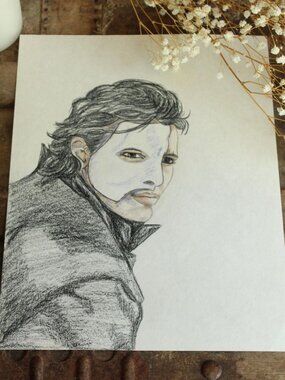Original 9"x12" Artwork Sketch, Colored Pencil Victorian Man, "The Mask"